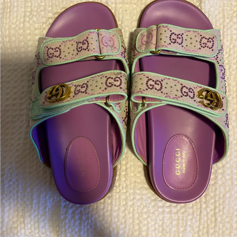 Gucci Purple and Green Sandals